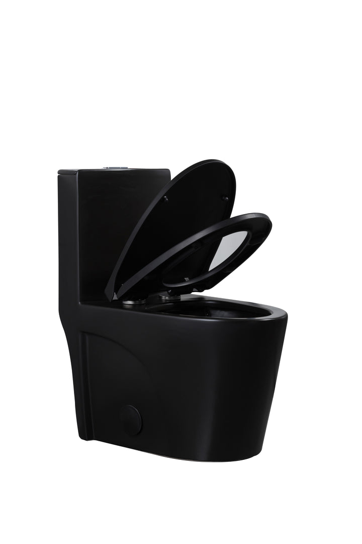 Ariston  1.1/1.6 Dual Flush One Piece Elongated Toilet - Seat Included in Matte Black