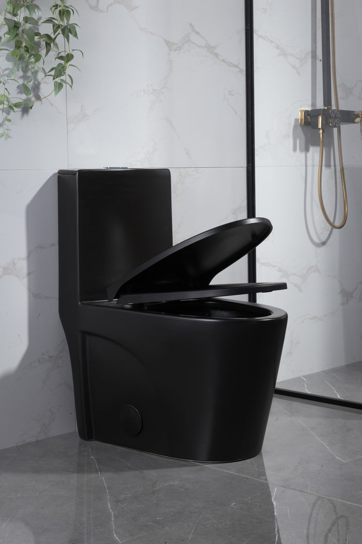 Ariston  1.1/1.6 Dual Flush One Piece Elongated Toilet - Seat Included in Matte Black