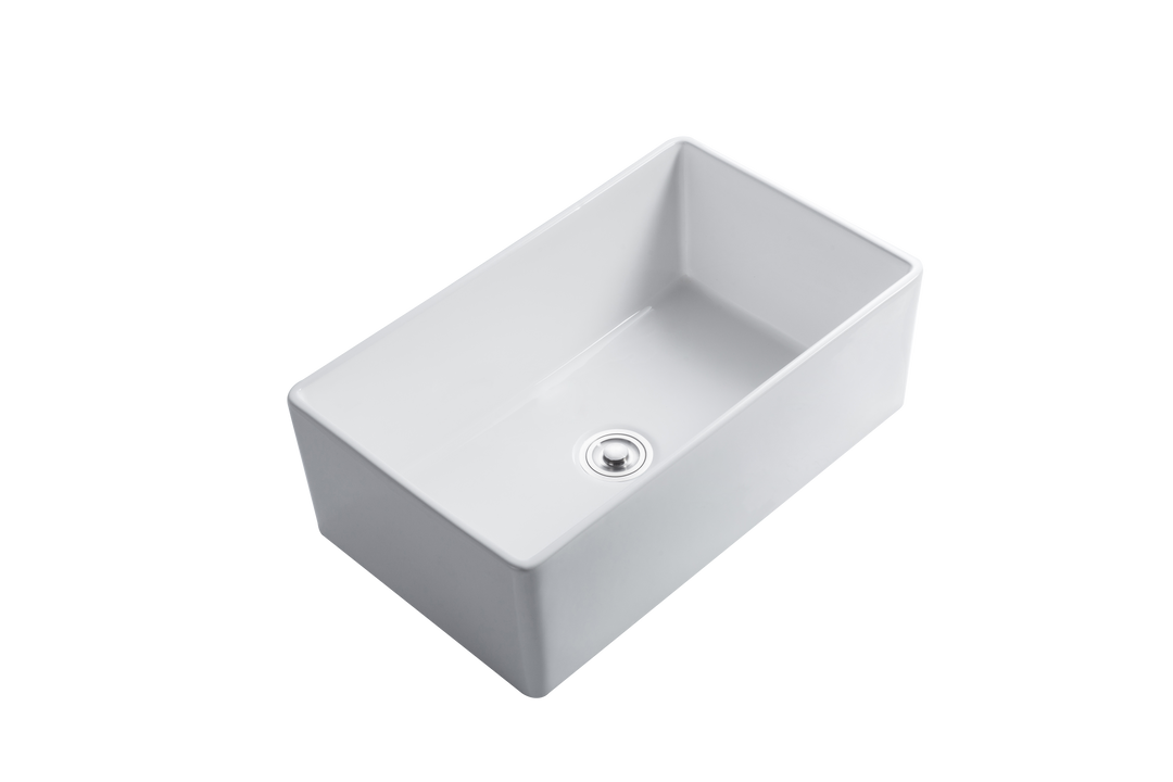 Terrano 30 Ceramic Farmhouse Bathroom Sink Undermount Deep Small Apron