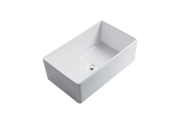 Terrano 30 Ceramic Farmhouse Bathroom Sink Undermount Deep Small Apron