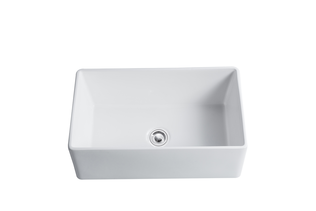 Terrano 30 Ceramic Farmhouse Bathroom Sink Undermount Deep Small Apron