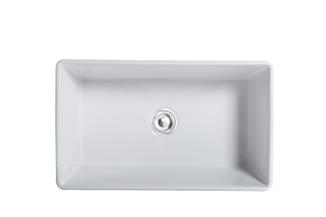 Terrano 30 Ceramic Farmhouse Bathroom Sink Undermount Deep Small Apron