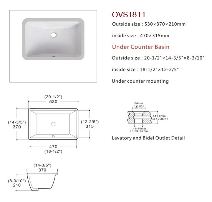 Vivara Under Counter Basin Bathroom Sink